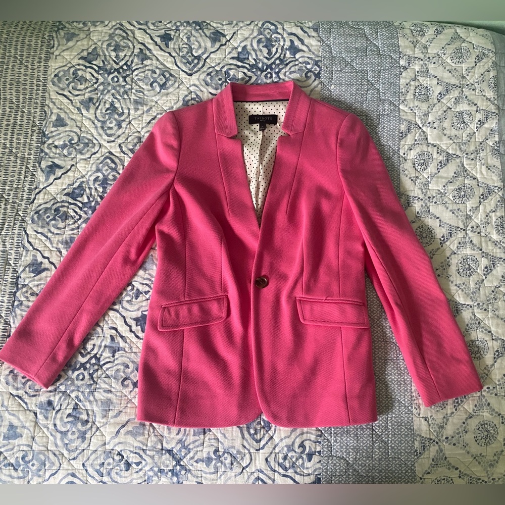 Pink and polka dot-lined twill blazer